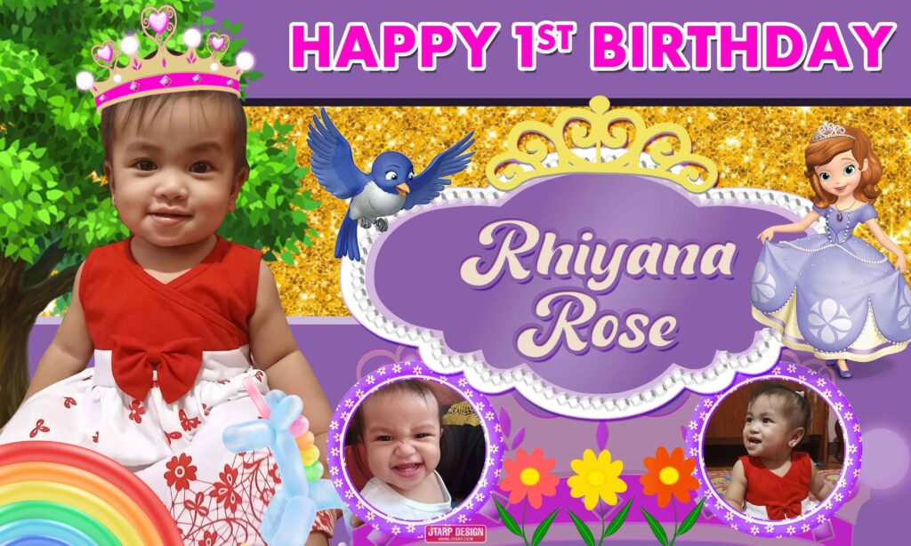 5x3 Happy 1st Birthday Rhiyana Rose Sofia the First