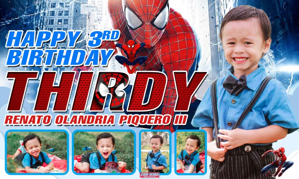 3rd Birthday Spiderman Tarpaulin Design - Kids