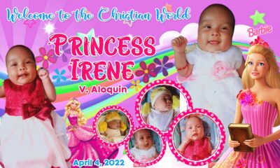 5x3 Princess Irene Aloquin Christening Tarpaulin Design Barbie Theme V2