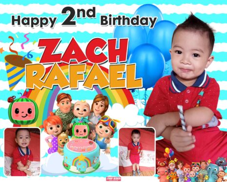 5x4 Happy 2nd Birthday Zach Rafael Cocomelon Tarp Design