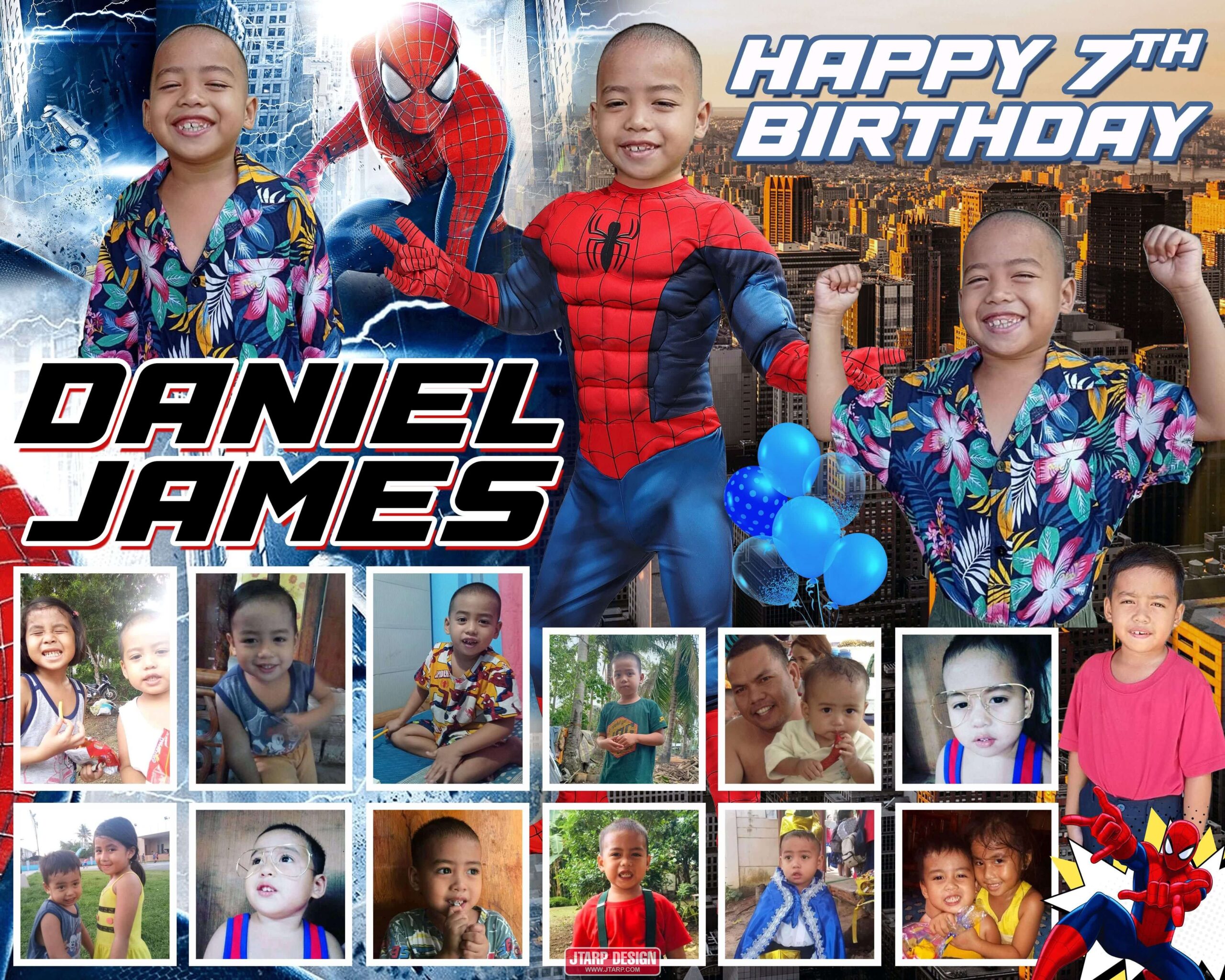 5x4 Happy 7th Birthday Daniel James Spiderman Theme