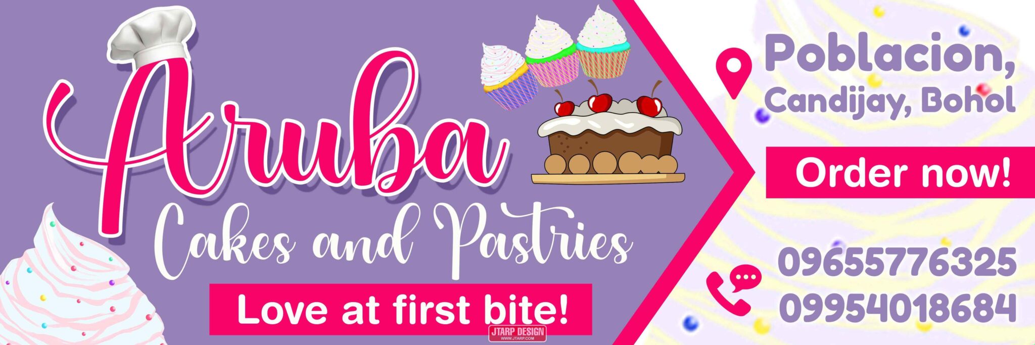 6×2 Aruba Cakes and Pastries Business tarpaulin Design