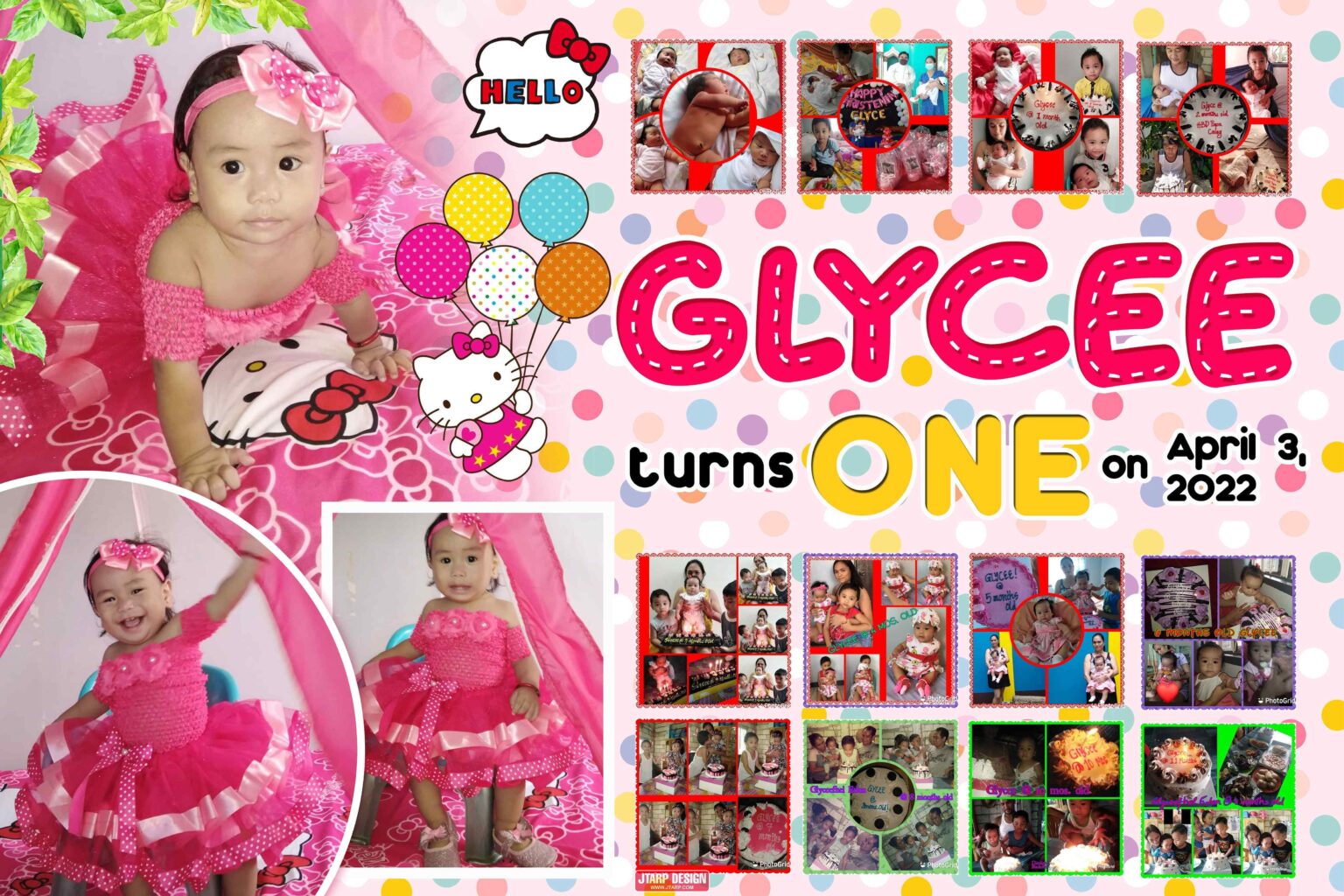 6x4 Glycee turns 1 Hello Kitty Tarpaulin Design