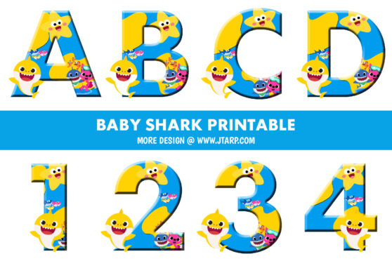 Baby Shark Printable Letters and Numbers – Free Download