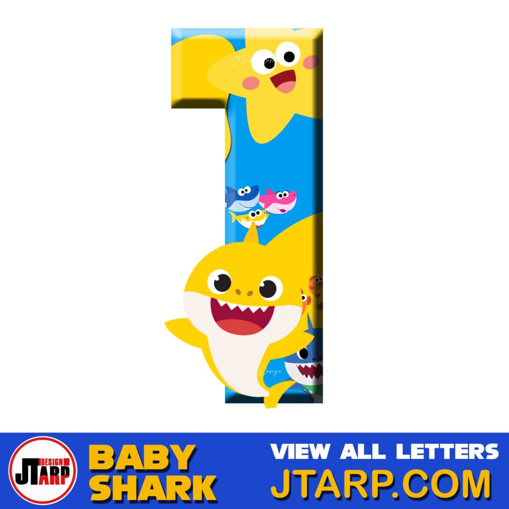 Free Printable Baby Shark Alphabet Number 1