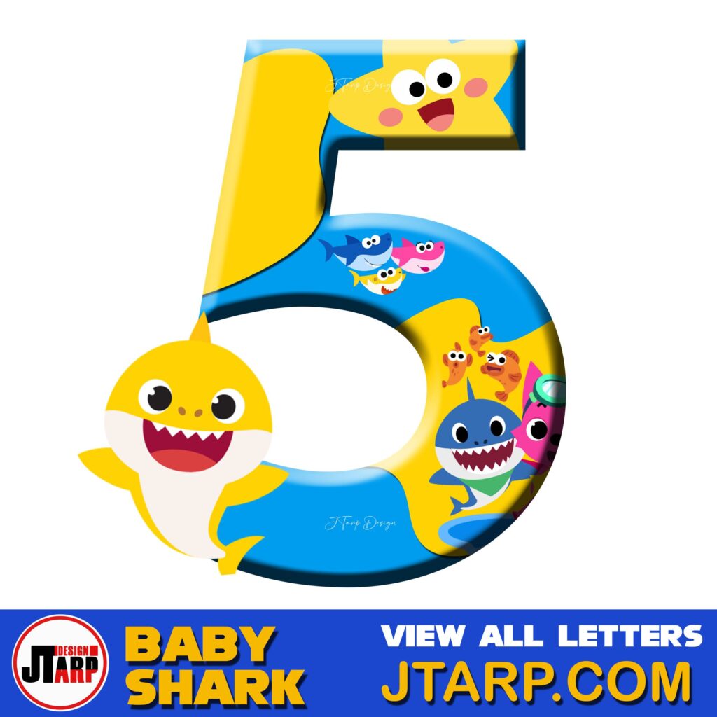 Free Printable Baby Shark Alphabet Number 5