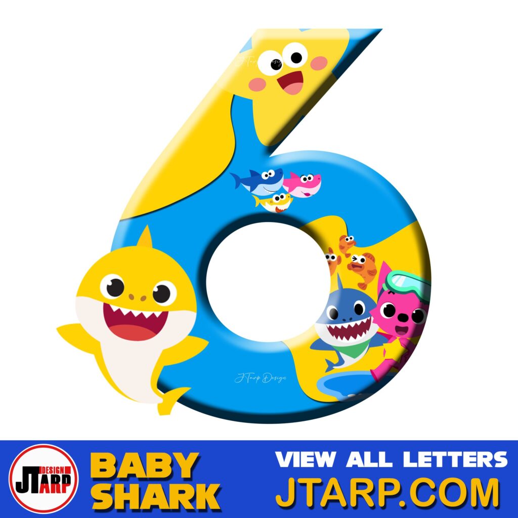 Free Printable Baby Shark Alphabet Number 6