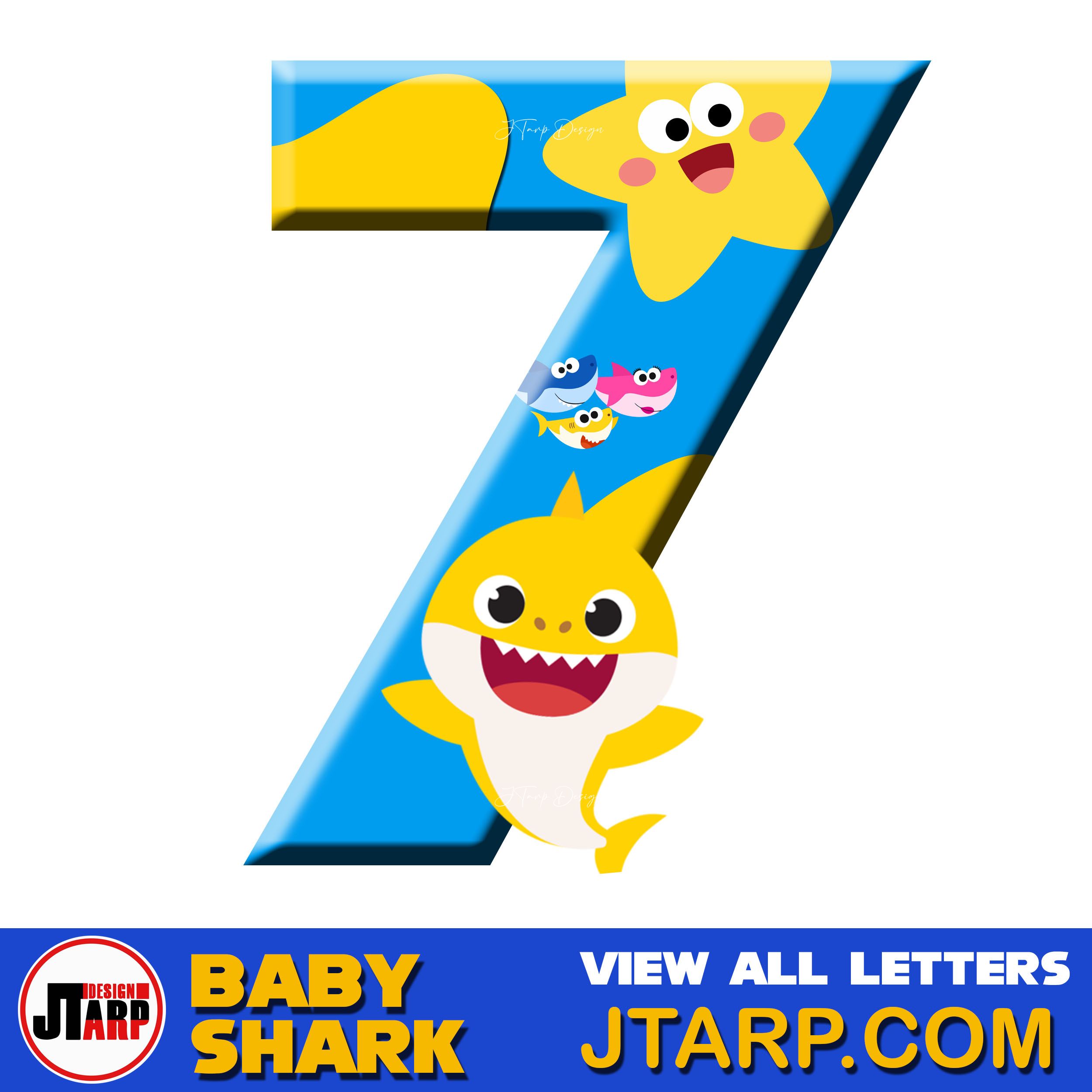 Free Printable Baby Shark Alphabet Number 7