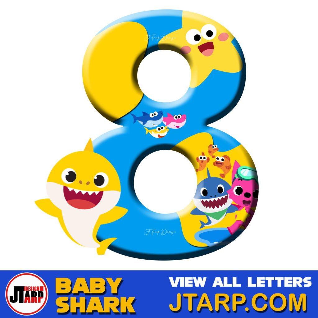Free Printable Baby Shark Alphabet Number 8