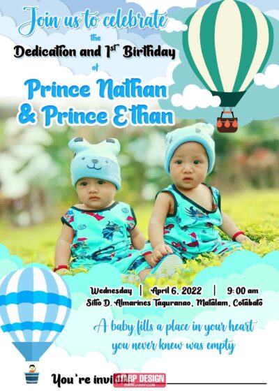 Invitation Design for Dedication and Birthday Prince Nathan and Prince Ethan