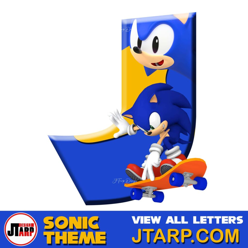 Sonic Hedgehog Printable 3D Letter J