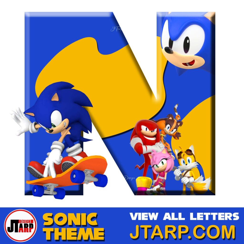 Sonic Hedgehog Printable 3D Letter N