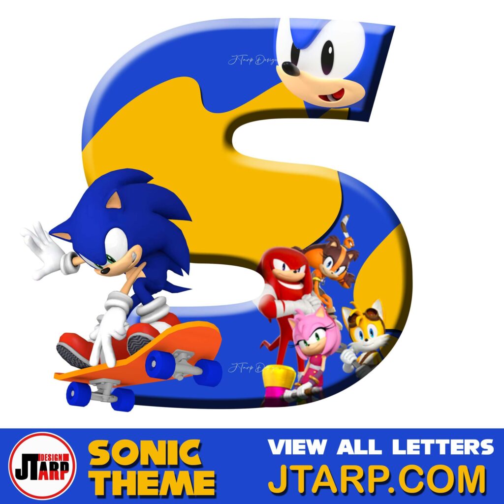 Sonic Hedgehog Printable 3D Letter S