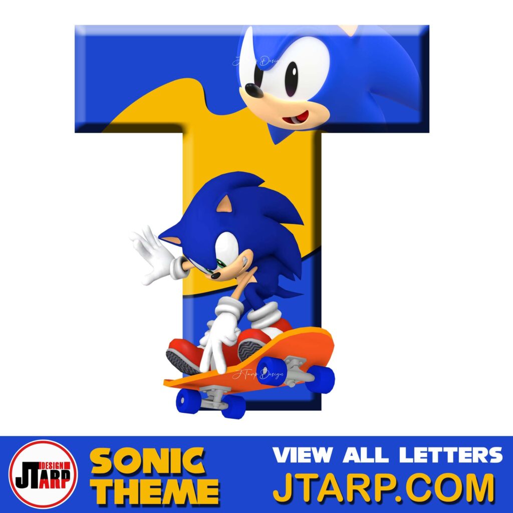 Sonic Hedgehog Printable 3D Letter T