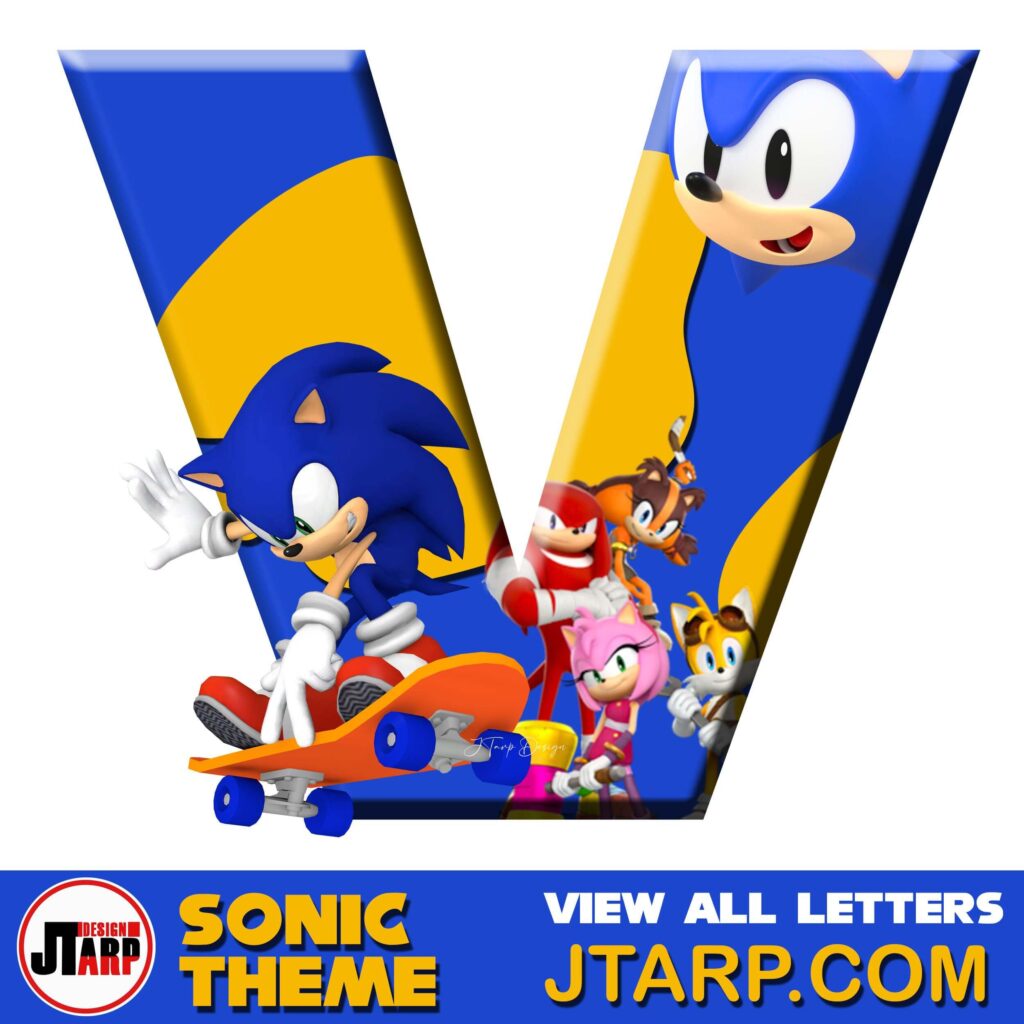 Sonic Hedgehog Printable 3D Letter V