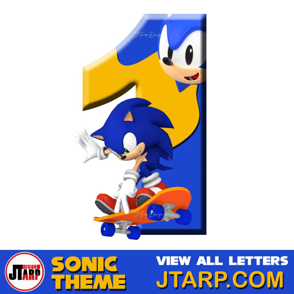 Sonic Hedgehog Printable 3D Number 1