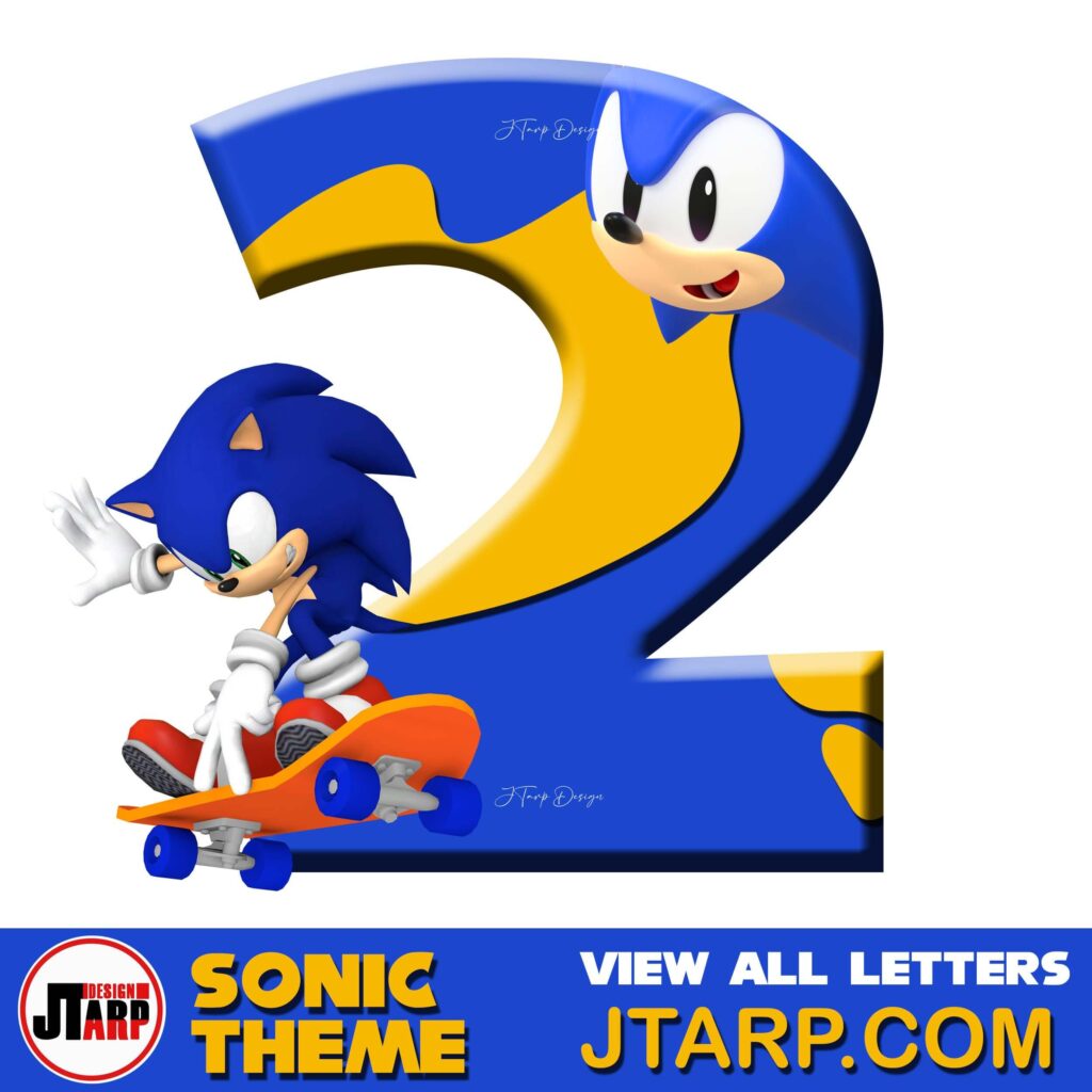 Sonic Hedgehog Printable 3D Number 2