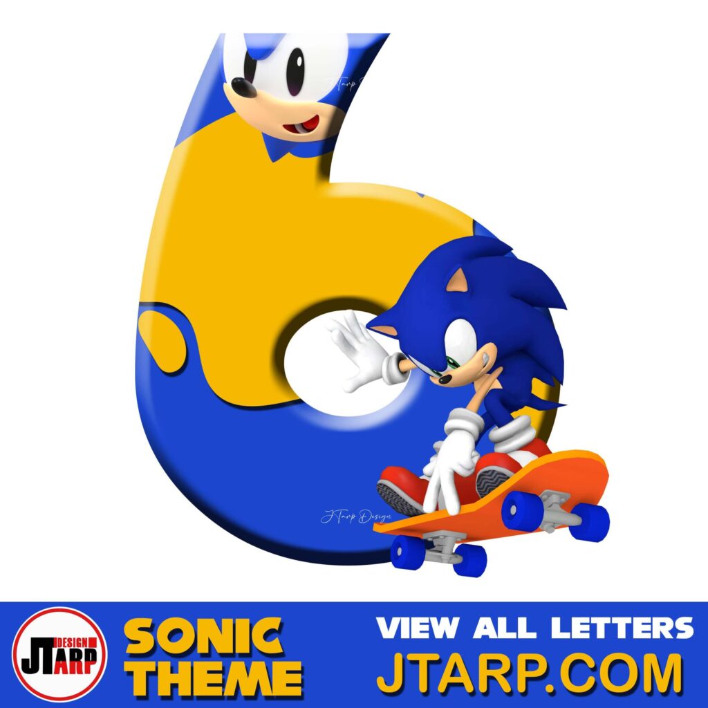 Sonic Hedgehog Printable 3D Number 6