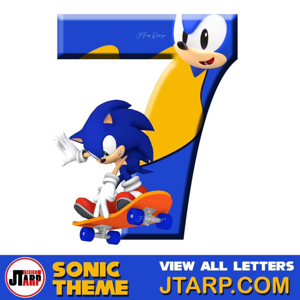 Sonic Hedgehog Printable 3D Number 7