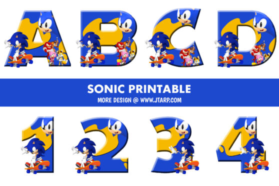 FREE Sonic the Hedgehog Printable Letters and Numbers 3D