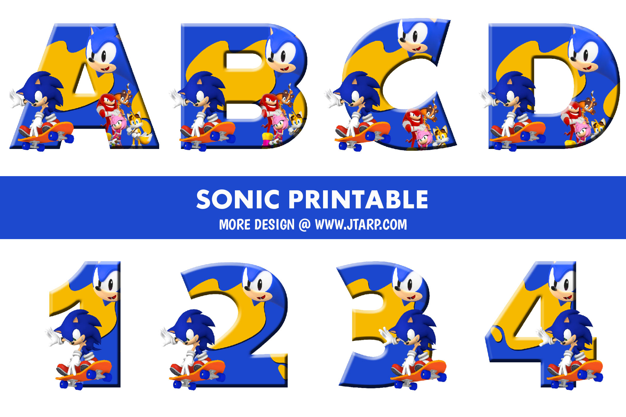 Sonic Theme Printable Letters and Numbers Thumbnail