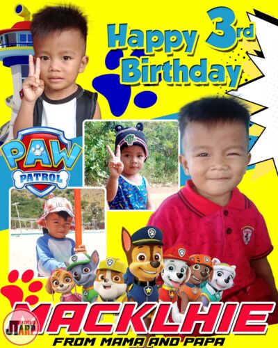 24x30 Happy 3rd Birthday Macklhie Paw Patrol