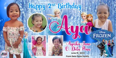 6x3 Happy 2nd Birthday Aya Frozen Theme