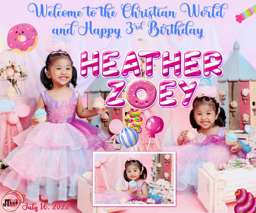 6x5 Welcome to the Christian World and Happy 3rd Birthday Heather Zoey