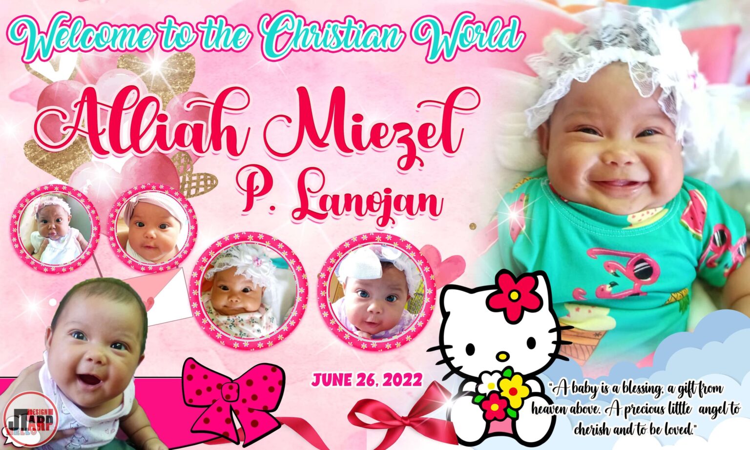 Alliah Miezel Christening Hello Kitty Tarpaulin Design 3x5 1