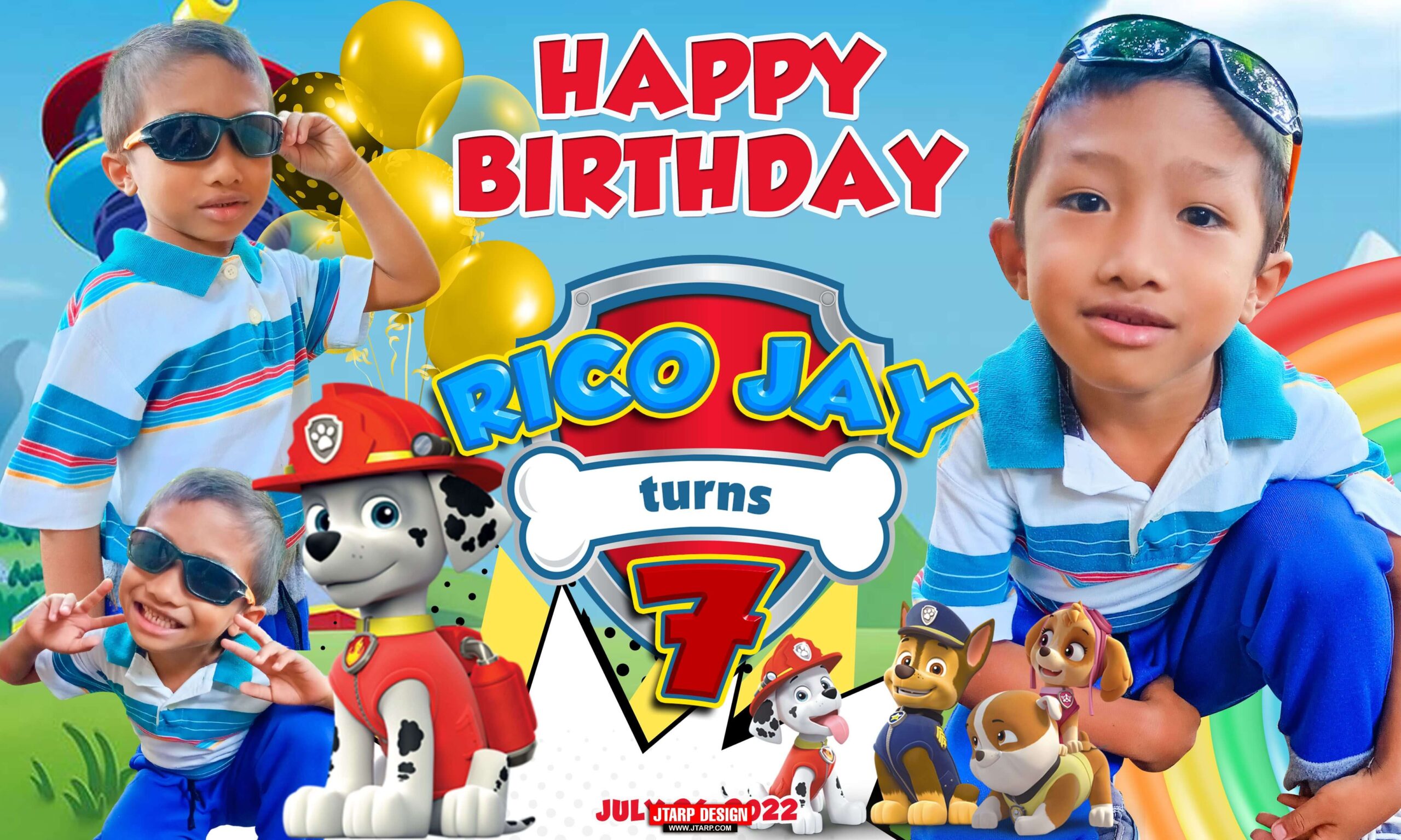 5x3 Happy 7th Birthday Rico Jay Paw Patrol