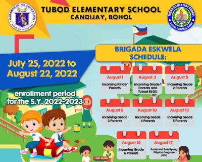 5x4 Tubod Elementary school ENROLLMENT AND BRIGADA ESKWELA SCHEDULE