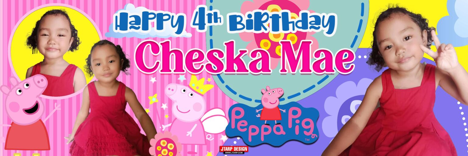 6x2 Happy 4th Birthday Cheska Mae Peppa Pig Design