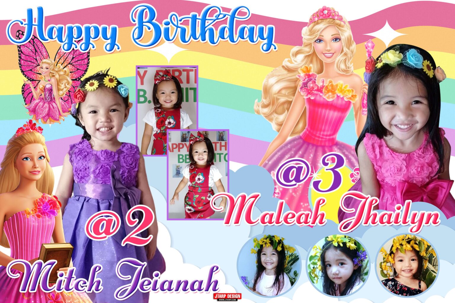 6x4 Happy Birthday Maleah Jhailyn and Mitch Jeianah