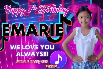 2x3 Happy 7th Birthday Emarie Tiktok Theme