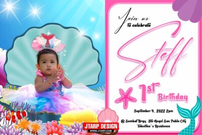 4x6 inches Steff @1 Mermaid Theme Invitation Design