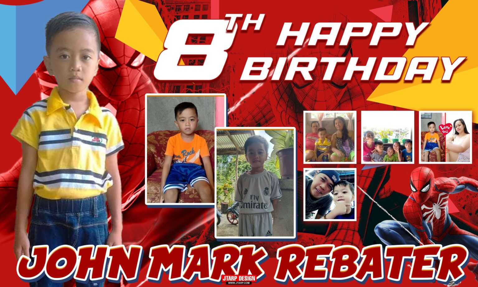 5x3 HAPPY 8TH BIRTHDAY JOHN MARK REBATER Spiderman Theme