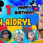 5x3 Happy 1st Birthday Ash Aidryl Mickey Mouse Blue