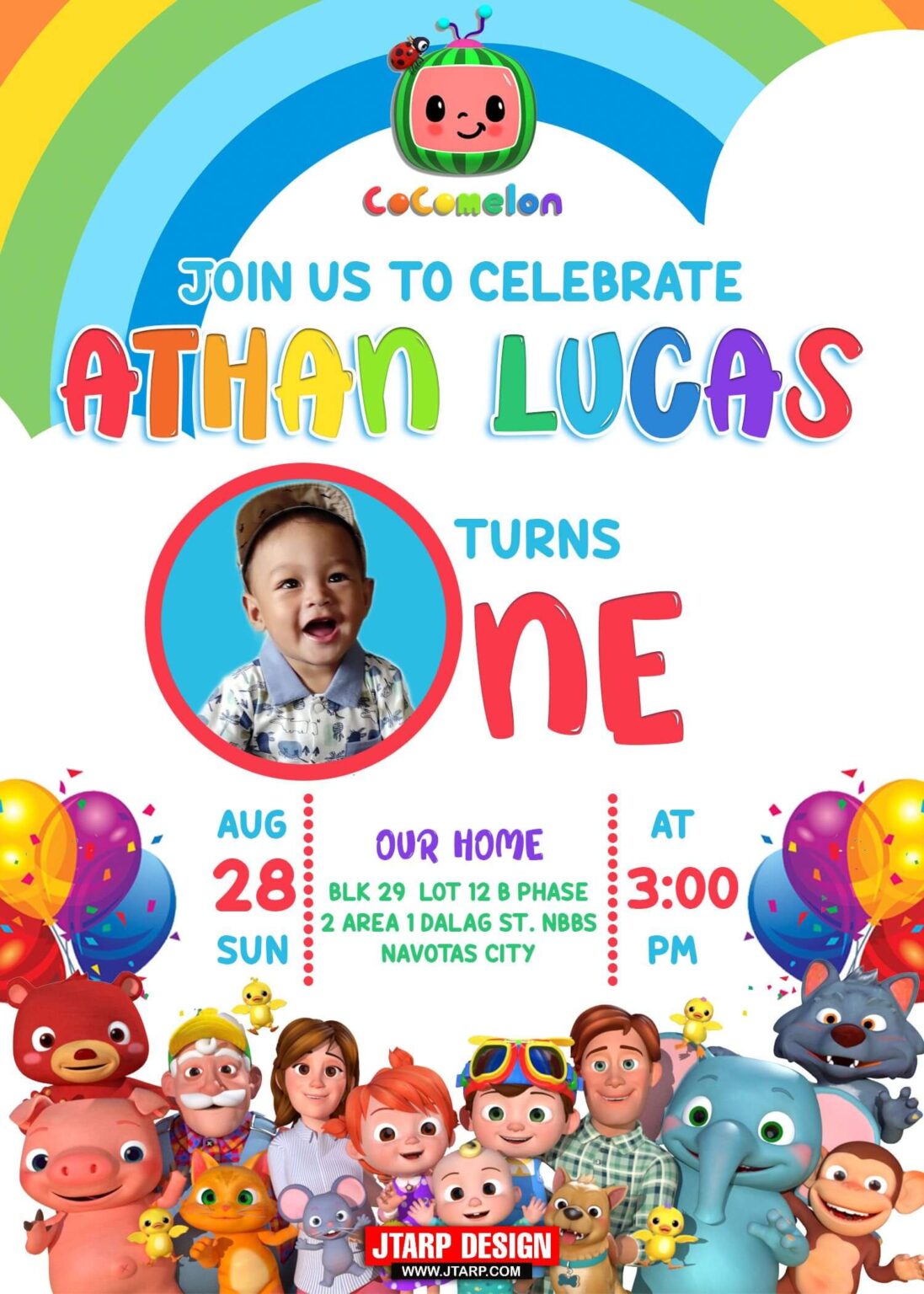 5x7 Athan lucas turns one Cocomelon Design