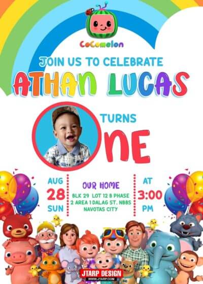 5x7 Athan lucas turns one Cocomelon Design