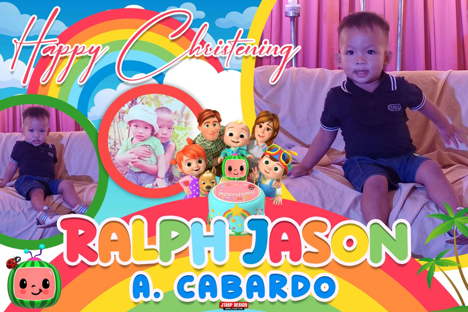 6x4 6x4 Happy Christening Ralph Jason Cabardo Cocomelon Design