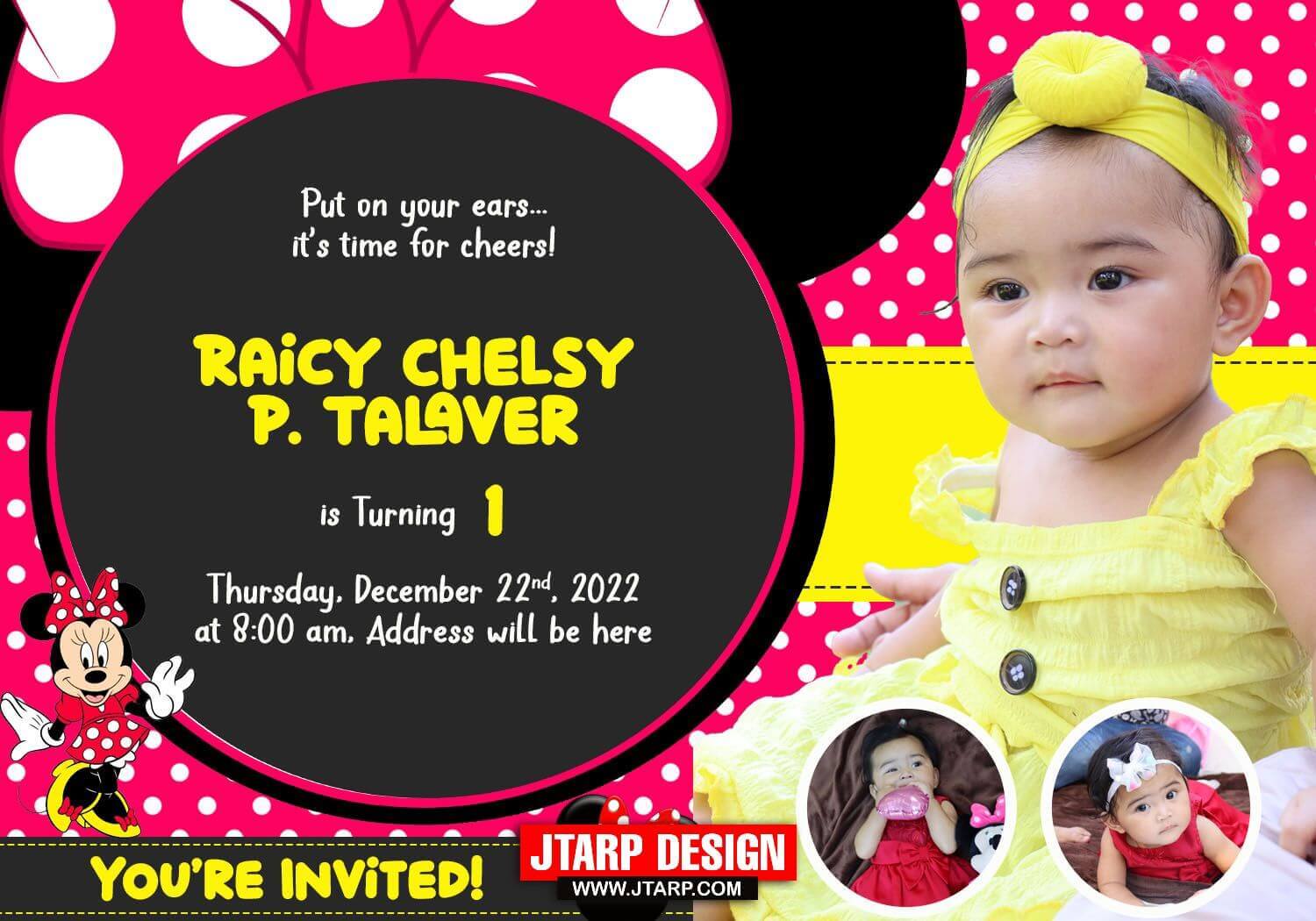 3R Invitation Raicy Chelsy 1st Birthday Minnie Mouse Design