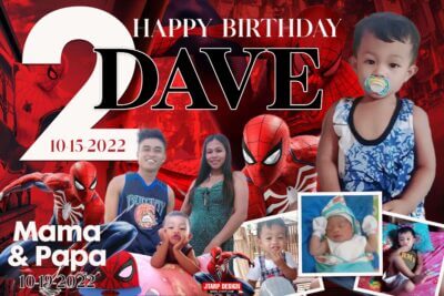 3x2 Happy 2nd birthday DAVE Spiderman Design