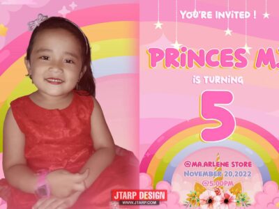 4R Happy 5th Birthday Princes MJ Invitation Unicorn Design