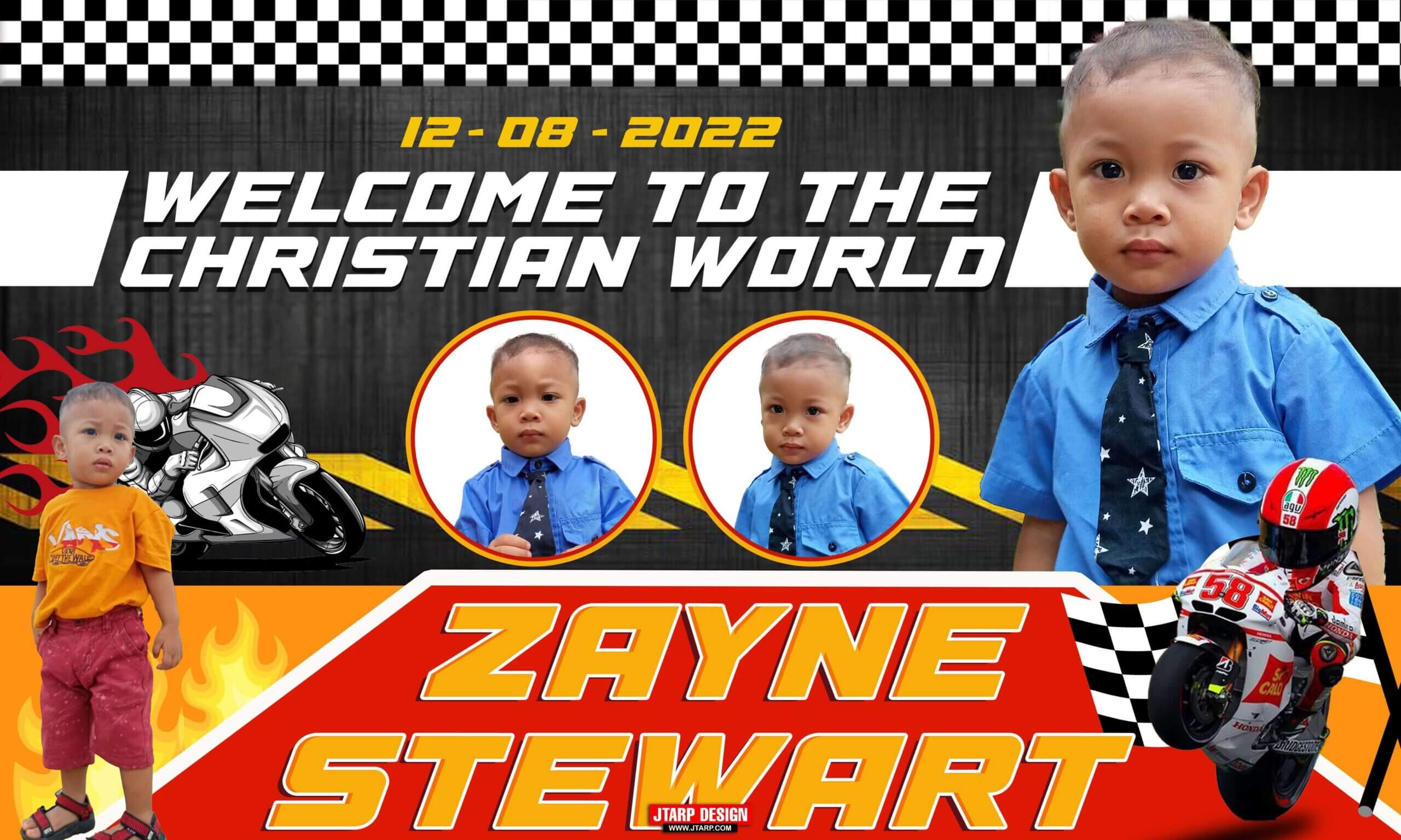 5x3 Christening Zayne Stewart Racing Theme