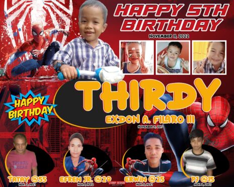 Thirdy 5th Birthday Spiderman Tarpaulin Design