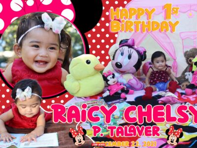 6x4 Raicy Chelsy 1st Birthday Minnie Mouse Design