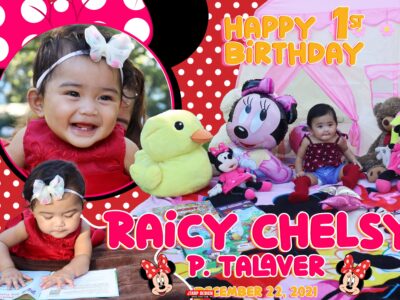 6x4 Raicy Chelsy 1st Birthday Minnie Mouse Design