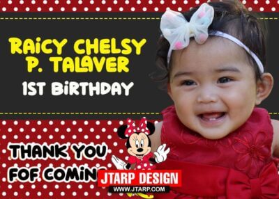 Wallet Size Souviner Raicy Chelsy 1st Birthday Minnie Mouse Design