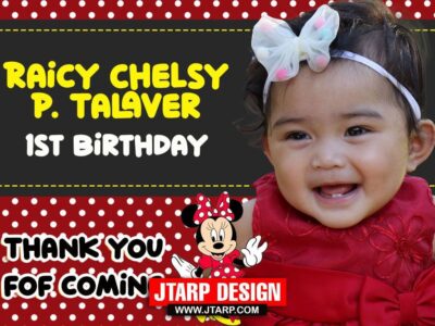 Wallet Size Souviner Raicy Chelsy 1st Birthday Minnie Mouse Design