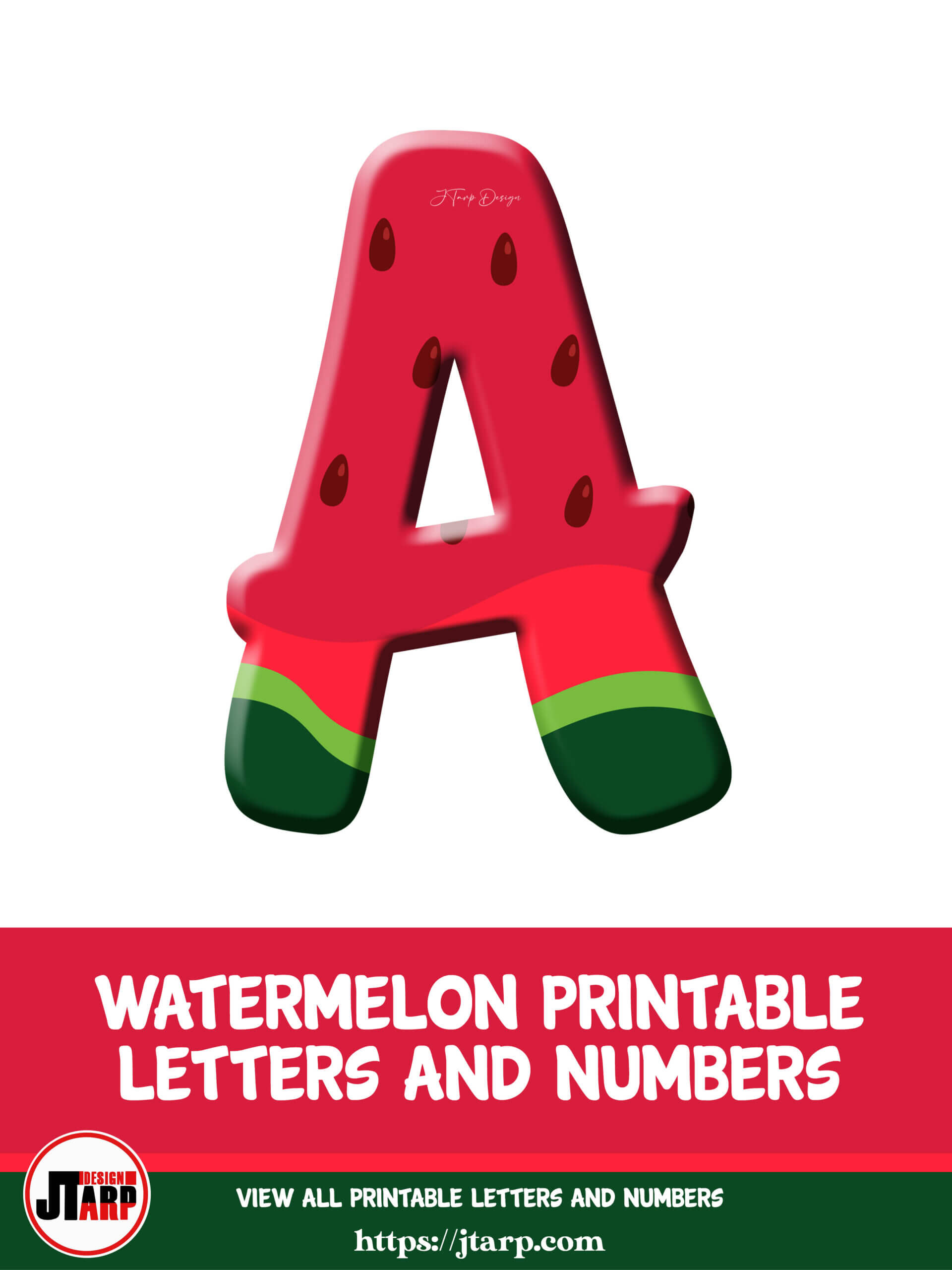 Watermelon Printable 3D Letters A
